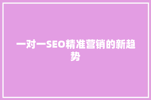 一对一SEO精准营销的新趋势 百度SEO