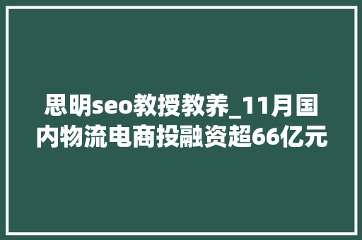 思明seo教授教养_11月国内物流电商投融资超66亿元Geek驹马运链 思明seo教授教养_11月国内物流电商投融资超66亿元Geek驹马运链 必应SEO