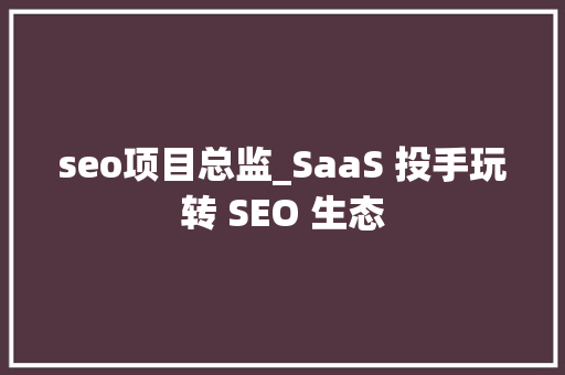 seo项目总监_SaaS 投手玩转 SEO 生态 seo项目总监_SaaS 投手玩转 SEO 生态 神马SEO