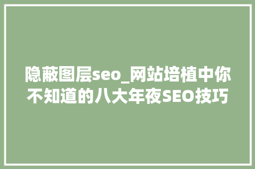 隐蔽图层seo_网站培植中你不知道的八大年夜SEO技巧 隐蔽图层seo_网站培植中你不知道的八大年夜SEO技巧 搜狗SEO