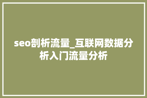 seo剖析流量_互联网数据分析入门流量分析 seo剖析流量_互联网数据分析入门流量分析 神马SEO