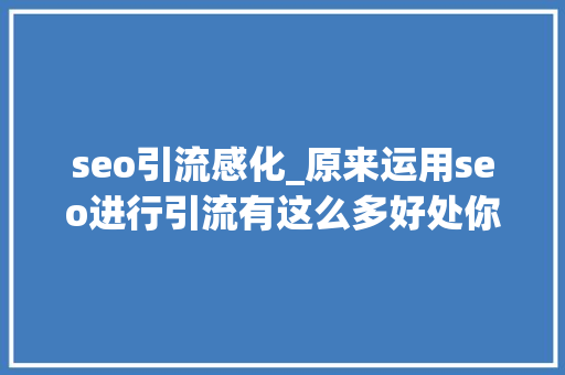 seo引流感化_原来运用seo进行引流有这么多好处你真的理解seo引流吗 seo引流感化_原来运用seo进行引流有这么多好处你真的理解seo引流吗 必应SEO