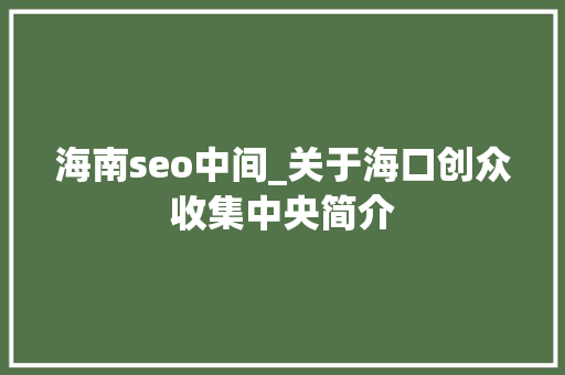 海南seo中间_关于海口创众收集中央简介 海南seo中间_关于海口创众收集中央简介 百度SEO