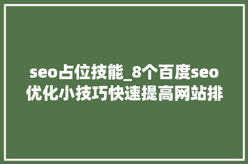 seo占位技能_8个百度seo优化小技巧快速提高网站排名占位 seo占位技能_8个百度seo优化小技巧快速提高网站排名占位 必应SEO