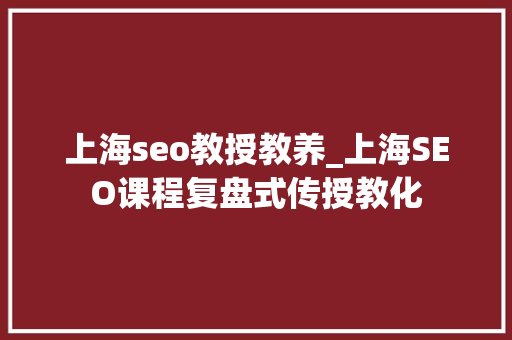 上海seo教授教养_上海SEO课程复盘式传授教化