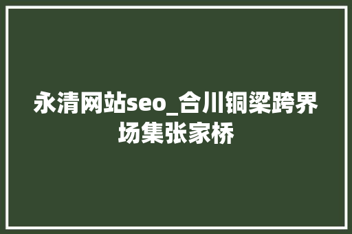 永清网站seo_合川铜梁跨界场集张家桥 永清网站seo_合川铜梁跨界场集张家桥 百度SEO