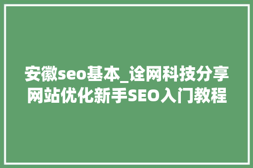 安徽seo基本_诠网科技分享网站优化新手SEO入门教程 安徽seo基本_诠网科技分享网站优化新手SEO入门教程 必应SEO
