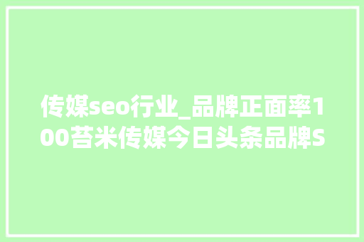 传媒seo行业_品牌正面率100苔米传媒今日头条品牌SEO是若何炼成的 传媒seo行业_品牌正面率100苔米传媒今日头条品牌SEO是若何炼成的 百度SEO