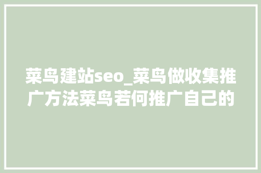 菜鸟建站seo_菜鸟做收集推广方法菜鸟若何推广自己的网站 菜鸟建站seo_菜鸟做收集推广方法菜鸟若何推广自己的网站 搜狗SEO