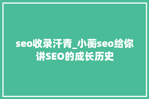 seo收录汗青_小蘅seo给你讲SEO的成长历史 seo收录汗青_小蘅seo给你讲SEO的成长历史 SEO关键词
