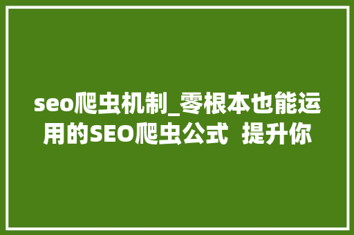 seo爬虫机制_零根本也能运用的SEO爬虫公式  提升你的10倍工作效率 seo爬虫机制_零根本也能运用的SEO爬虫公式  提升你的10倍工作效率 必应SEO