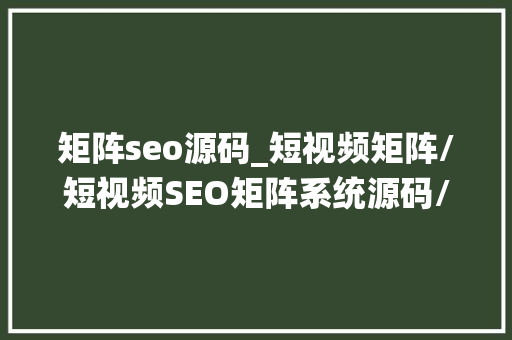 矩阵seo源码_短视频矩阵/短视频SEO矩阵系统源码/系统搭建 矩阵seo源码_短视频矩阵/短视频SEO矩阵系统源码/系统搭建 网站建设公司