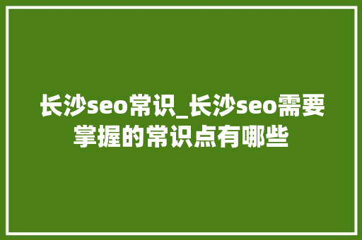 长沙seo常识_长沙seo需要掌握的常识点有哪些 长沙seo常识_长沙seo需要掌握的常识点有哪些 网站建设公司