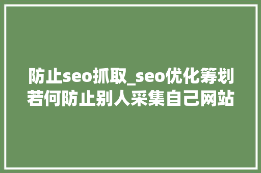 防止seo抓取_seo优化筹划若何防止别人采集自己网站文章 防止seo抓取_seo优化筹划若何防止别人采集自己网站文章 网站建设公司