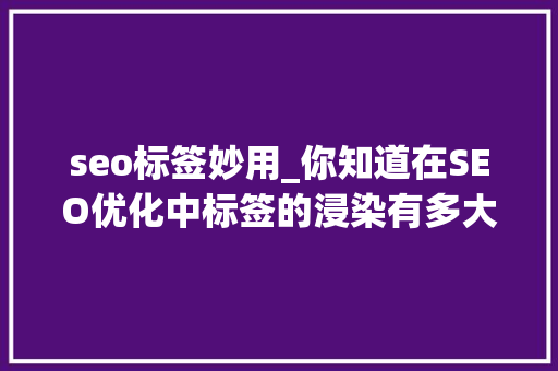 seo标签妙用_你知道在SEO优化中标签的浸染有多大年夜吗 seo标签妙用_你知道在SEO优化中标签的浸染有多大年夜吗 SEO关键词