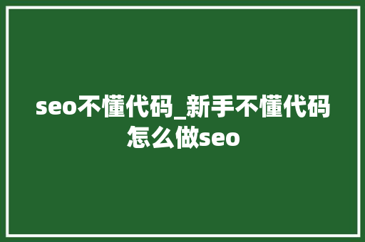 seo不懂代码_新手不懂代码怎么做seo seo不懂代码_新手不懂代码怎么做seo 必应SEO