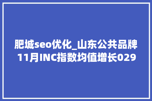 肥城seo优化_山东公共品牌11月INC指数均值增长029 肥城seo优化_山东公共品牌11月INC指数均值增长029 必应SEO