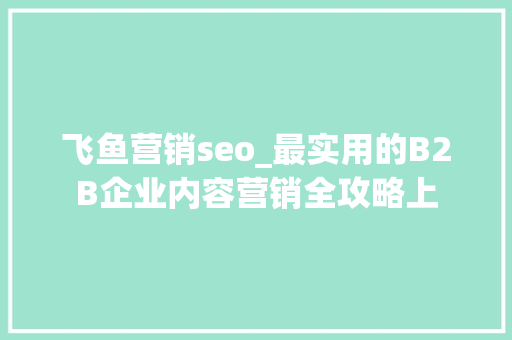 飞鱼营销seo_最实用的B2B企业内容营销全攻略上 飞鱼营销seo_最实用的B2B企业内容营销全攻略上 SEO关键词