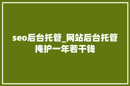 seo后台托管_网站后台托管掩护一年若干钱 seo后台托管_网站后台托管掩护一年若干钱 必应SEO