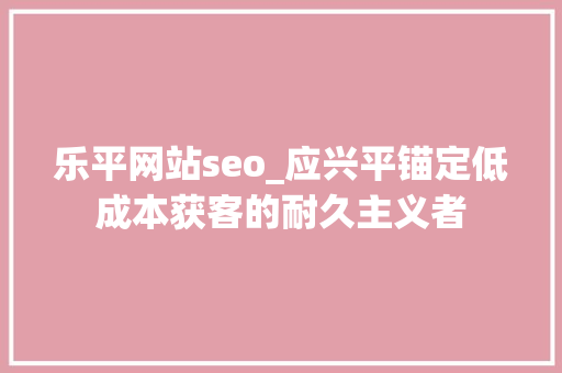 乐平网站seo_应兴平锚定低成本获客的耐久主义者 乐平网站seo_应兴平锚定低成本获客的耐久主义者 必应SEO