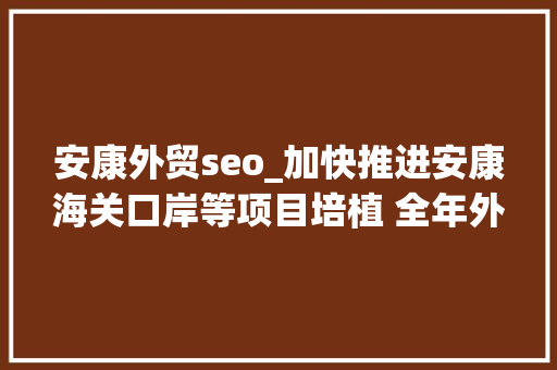 安康外贸seo_加快推进安康海关口岸等项目培植 全年外贸进出口总额达12亿元 安康外贸seo_加快推进安康海关口岸等项目培植 全年外贸进出口总额达12亿元 搜狗SEO