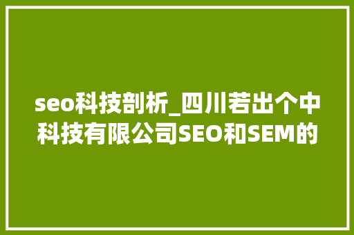 seo科技剖析_四川若出个中科技有限公司SEO和SEM的数据分析 seo科技剖析_四川若出个中科技有限公司SEO和SEM的数据分析 网站建设公司