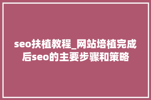 seo扶植教程_网站培植完成后seo的主要步骤和策略 seo扶植教程_网站培植完成后seo的主要步骤和策略 必应SEO