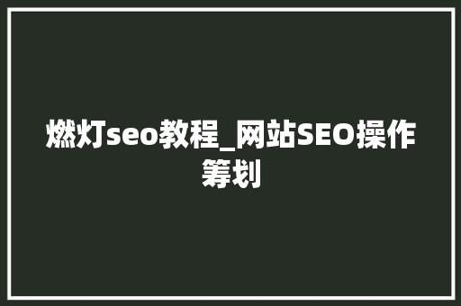 燃灯seo教程_网站SEO操作筹划 燃灯seo教程_网站SEO操作筹划 SEO关键词
