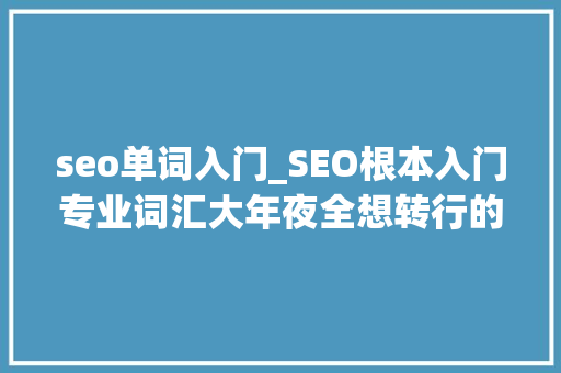 seo单词入门_SEO根本入门专业词汇大年夜全想转行的来看 seo单词入门_SEO根本入门专业词汇大年夜全想转行的来看 SEO关键词