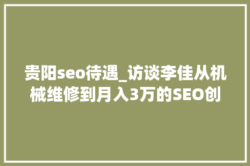 贵阳seo待遇_访谈李佳从机械维修到月入3万的SEO创业经历 贵阳seo待遇_访谈李佳从机械维修到月入3万的SEO创业经历 必应SEO