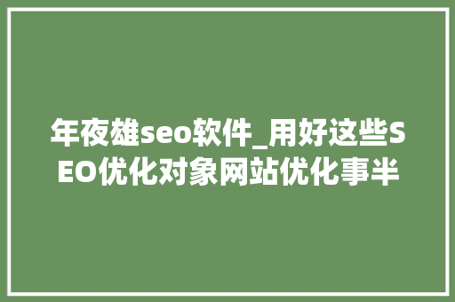 年夜雄seo软件_用好这些SEO优化对象网站优化事半功倍 年夜雄seo软件_用好这些SEO优化对象网站优化事半功倍 网站建设公司