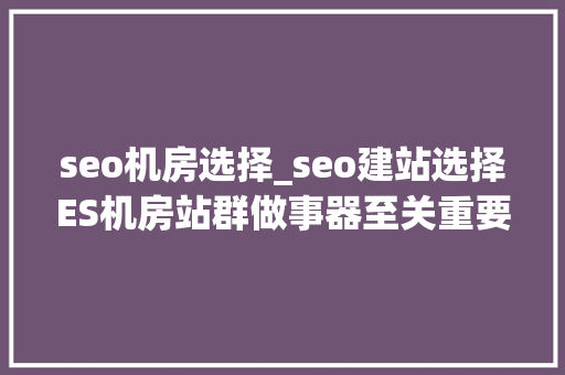 seo机房选择_seo建站选择ES机房站群做事器至关重要 seo机房选择_seo建站选择ES机房站群做事器至关重要 网站建设公司