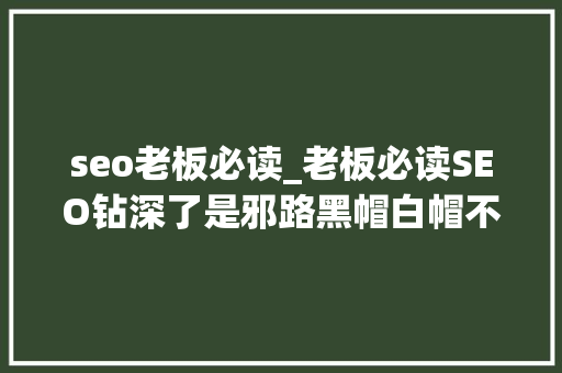 seo老板必读_老板必读SEO钻深了是邪路黑帽白帽不如赚钱的土老帽 seo老板必读_老板必读SEO钻深了是邪路黑帽白帽不如赚钱的土老帽 网站建设公司