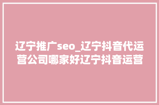 辽宁推广seo_辽宁抖音代运营公司哪家好辽宁抖音运营推广公司排名 辽宁推广seo_辽宁抖音代运营公司哪家好辽宁抖音运营推广公司排名 网站建设公司
