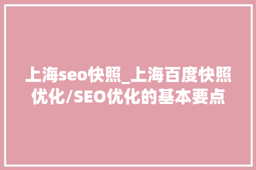 上海seo快照_上海百度快照优化/SEO优化的基本要点 上海seo快照_上海百度快照优化/SEO优化的基本要点 网站建设公司