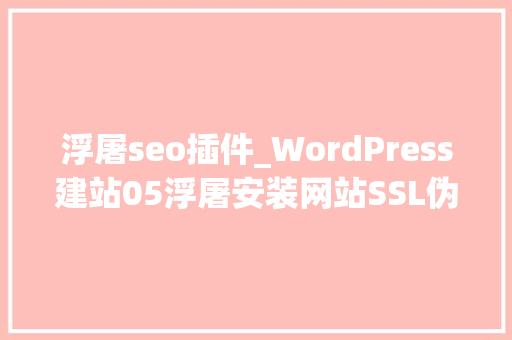 浮屠seo插件_WordPress建站05浮屠安装网站SSL伪静态设置 浮屠seo插件_WordPress建站05浮屠安装网站SSL伪静态设置 必应SEO