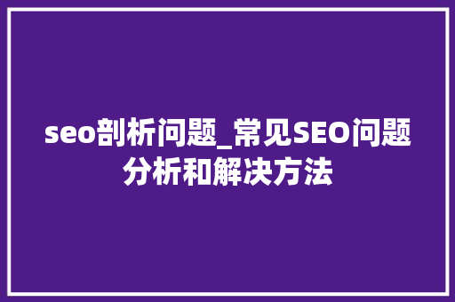 seo剖析问题_常见SEO问题分析和解决方法 seo剖析问题_常见SEO问题分析和解决方法 SEO关键词