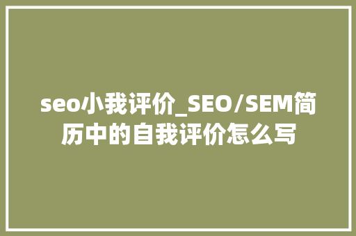 seo小我评价_SEO/SEM简历中的自我评价怎么写 seo小我评价_SEO/SEM简历中的自我评价怎么写 百度SEO