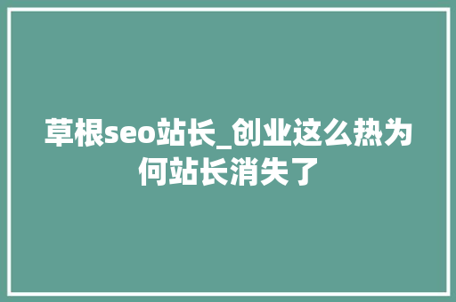 草根seo站长_创业这么热为何站长消失了 草根seo站长_创业这么热为何站长消失了 SEO关键词