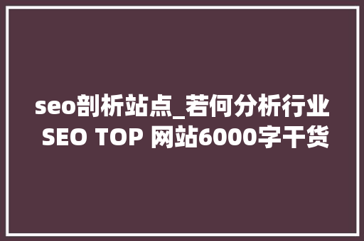 seo剖析站点_若何分析行业 SEO TOP 网站6000字干货 seo剖析站点_若何分析行业 SEO TOP 网站6000字干货 网站建设公司