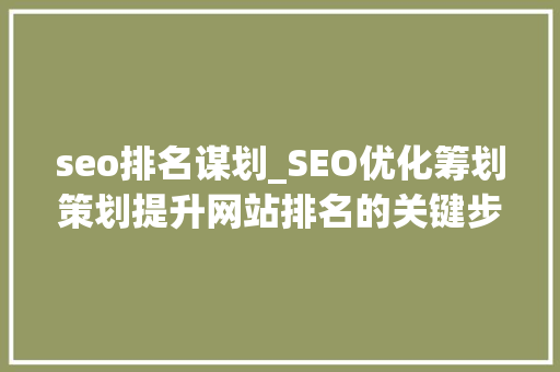 seo排名谋划_SEO优化筹划策划提升网站排名的关键步骤 seo排名谋划_SEO优化筹划策划提升网站排名的关键步骤 SEO关键词