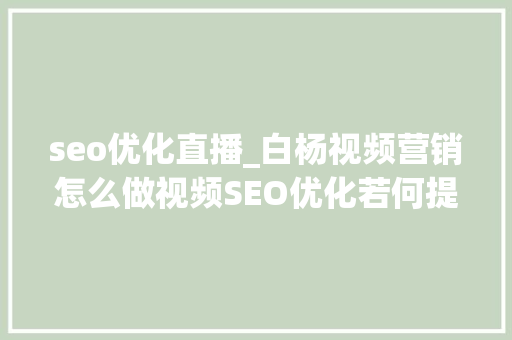 seo优化直播_白杨视频营销怎么做视频SEO优化若何提高收录和排名 seo优化直播_白杨视频营销怎么做视频SEO优化若何提高收录和排名 网站建设公司