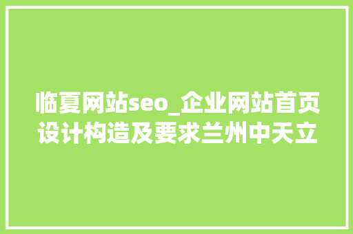 临夏网站seo_企业网站首页设计构造及要求兰州中天立 临夏网站seo_企业网站首页设计构造及要求兰州中天立 网站建设公司