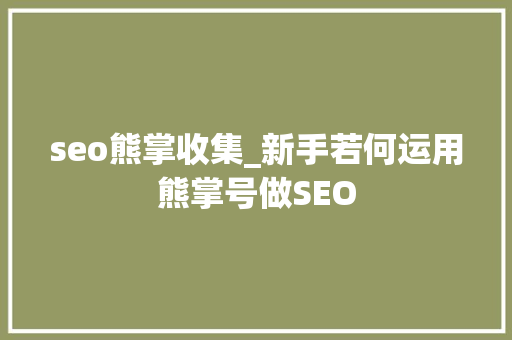 seo熊掌收集_新手若何运用熊掌号做SEO seo熊掌收集_新手若何运用熊掌号做SEO 必应SEO