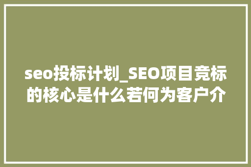 seo投标计划_SEO项目竞标的核心是什么若何为客户介绍SEO营业才利于成单 seo投标计划_SEO项目竞标的核心是什么若何为客户介绍SEO营业才利于成单 百度SEO