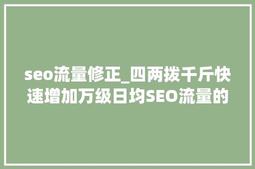 seo流量修正_四两拨千斤快速增加万级日均SEO流量的思路与案例 seo流量修正_四两拨千斤快速增加万级日均SEO流量的思路与案例 搜狗SEO