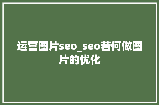 运营图片seo_seo若何做图片的优化 运营图片seo_seo若何做图片的优化 必应SEO