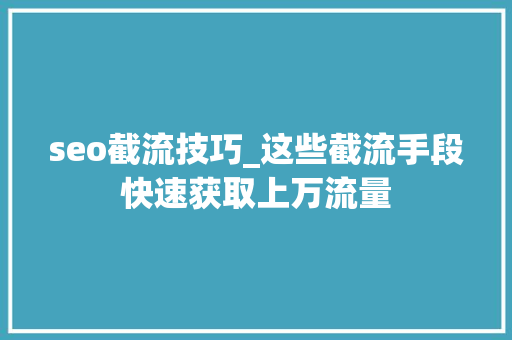 seo截流技巧_这些截流手段快速获取上万流量 seo截流技巧_这些截流手段快速获取上万流量 SEO关键词
