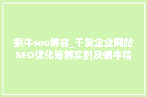 蜗牛seo博客_干货企业网站SEO优化筹划实例及蜗牛精灵软件的运用 蜗牛seo博客_干货企业网站SEO优化筹划实例及蜗牛精灵软件的运用 神马SEO