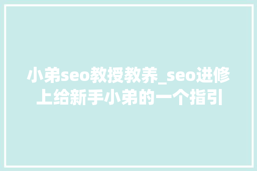 小弟seo教授教养_seo进修上给新手小弟的一个指引 小弟seo教授教养_seo进修上给新手小弟的一个指引 百度SEO